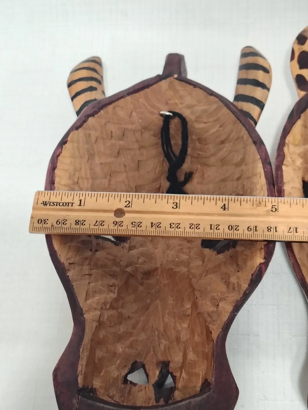2 Wooden African Animal Masks Hand Carved Wall Decor Zebra & Giraffe Masks 10